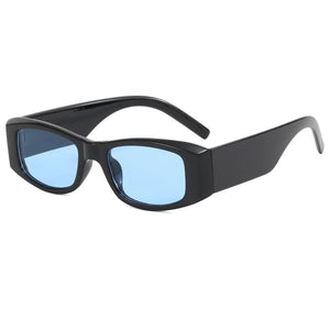 Retro Small Rectangle Sunglasses | Blue Lens - BoujeeVibes