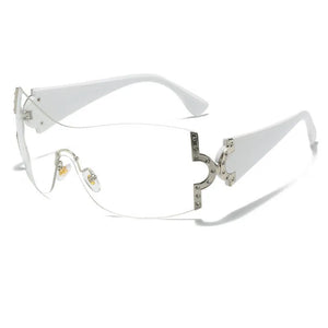 Y2K Oversized Shield Rimless Sunglasses | Clear - BoujeeVibes