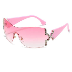 Y2K Oversized Shield Rimless Sunglasses | Pink - BoujeeVibes