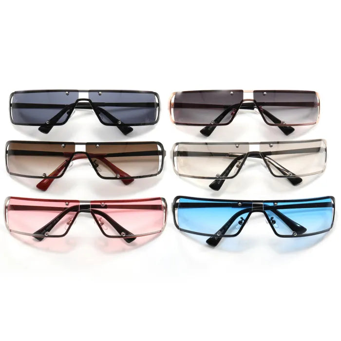 Premium Y2K Rectangle Metal Wraparound Wholesale Sunglasses