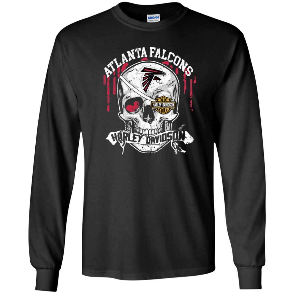 Atlanta Falcons Harley Davidson Skull Long Sleeve Tee – Tee Peeze