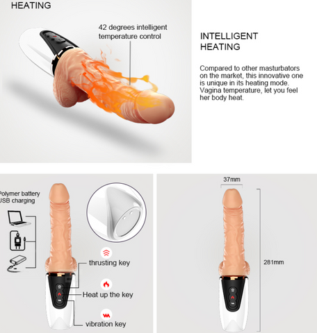 Vibrateur télescopique portatif de gode de machine de sexe de poussée automatique tenu dans la main