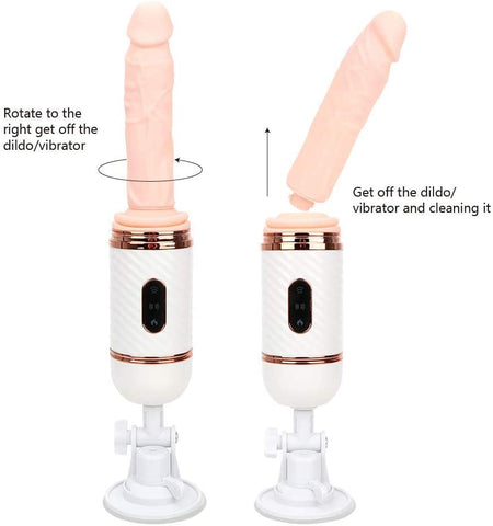 Beheizter Teleskop-Dildo-Vibrator, automatische Sex-Maschinenpistole, kabellose Fernbedienung