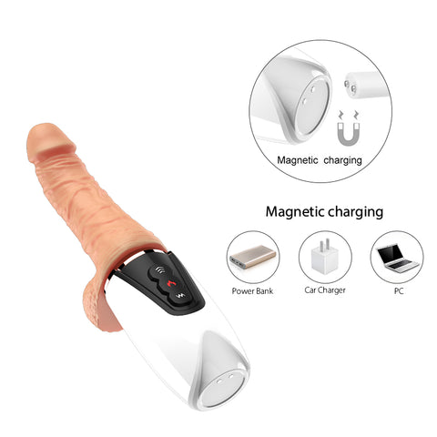 Vibrateur télescopique portatif de gode de machine de sexe de poussée automatique tenu dans la main