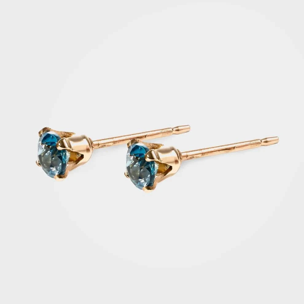 Blue Topaz Stud Birthstone Earrings