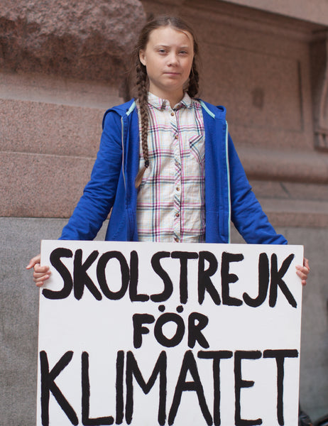 Greta Thunberg outside parliament house in Stockholm