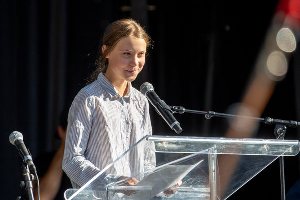 Greta Thunberg addressing a climate March in Montreal