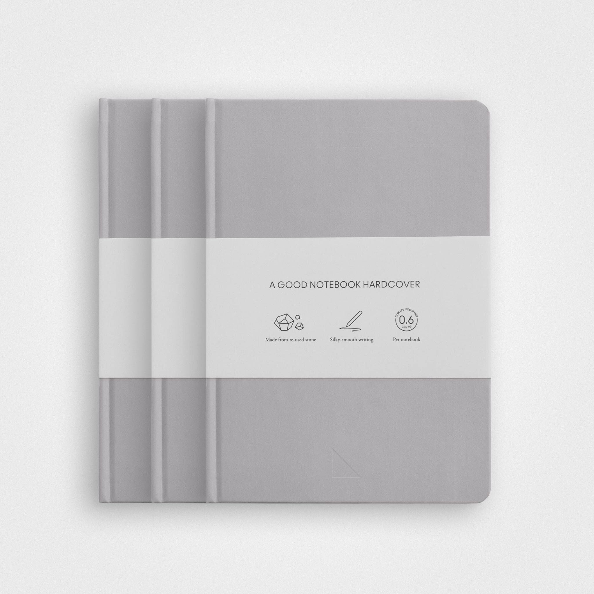 3 Pack Stone Paper Notebook Set︱A5 Hardcover, Stone grey