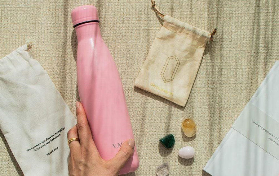 Reusable Water Bottle from agood company Come in Organic Cotton Bags