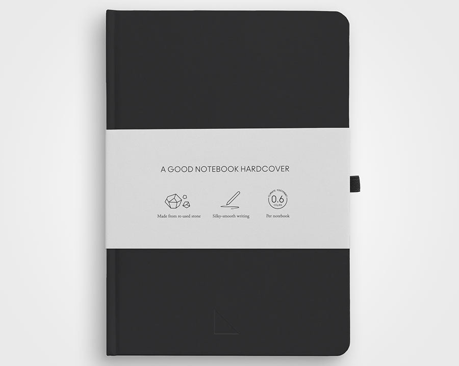 Agood Company A5 Hardcover-Notizbuch aus Steinpapier, Anthrazitschwarz