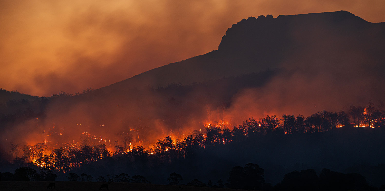 Buschbrände in Australien aufgrund des Klimawandels und der globalen Erwärmung