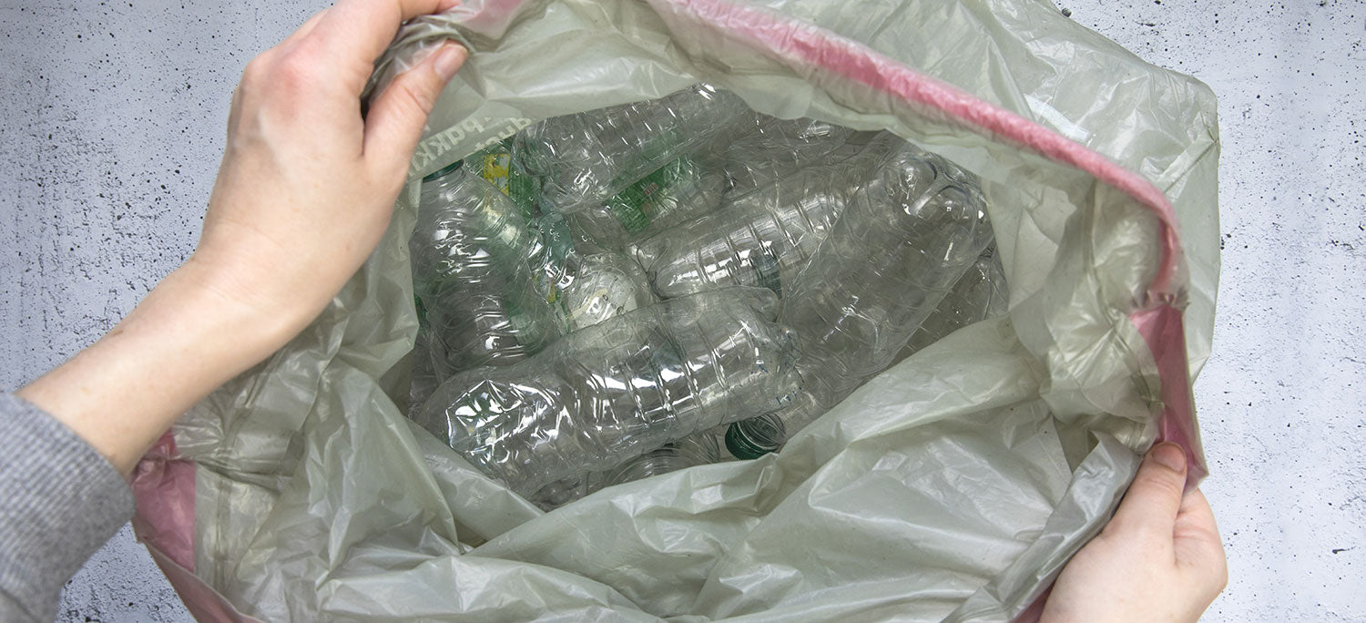 Plastic Bottles in a Bag Ready for Recycling