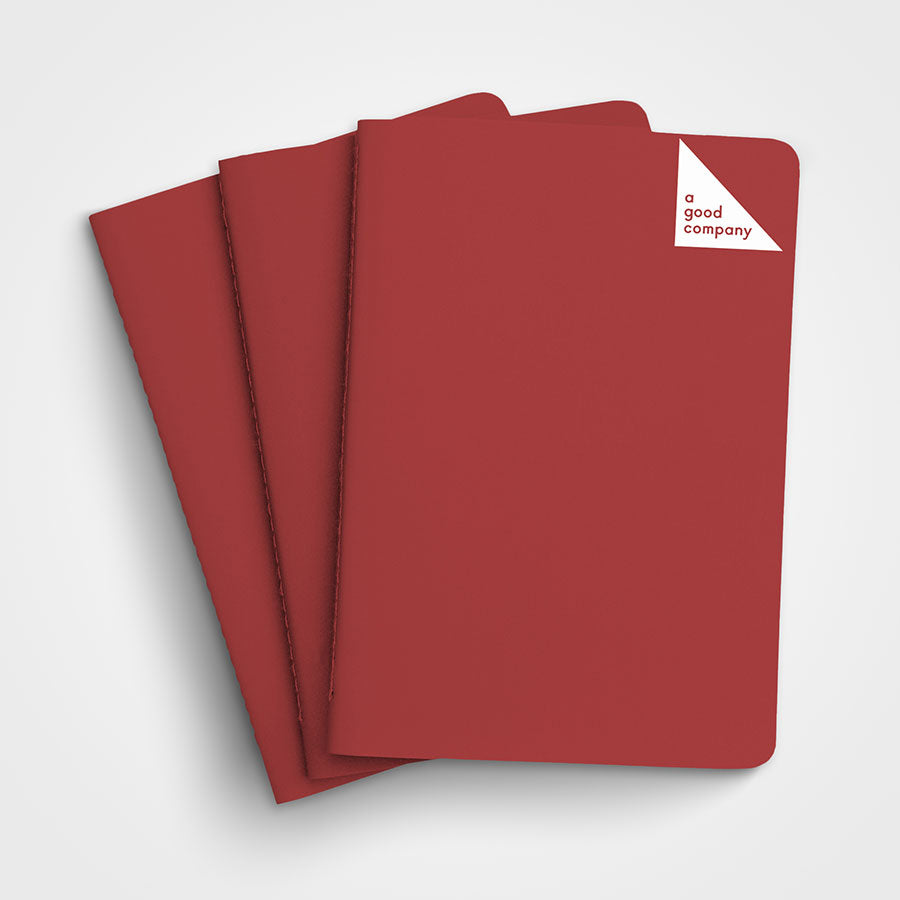 Pomegranate Red Pack of Three Pocket Diaries