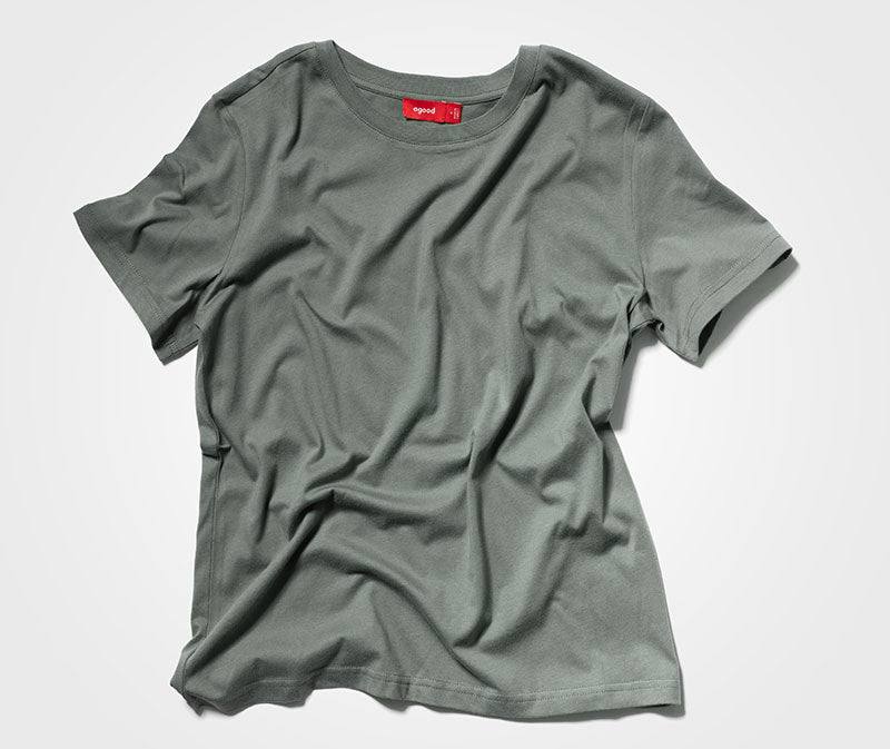 Salbeigrünes Damen-T-Shirt aus recycelter Baumwolle