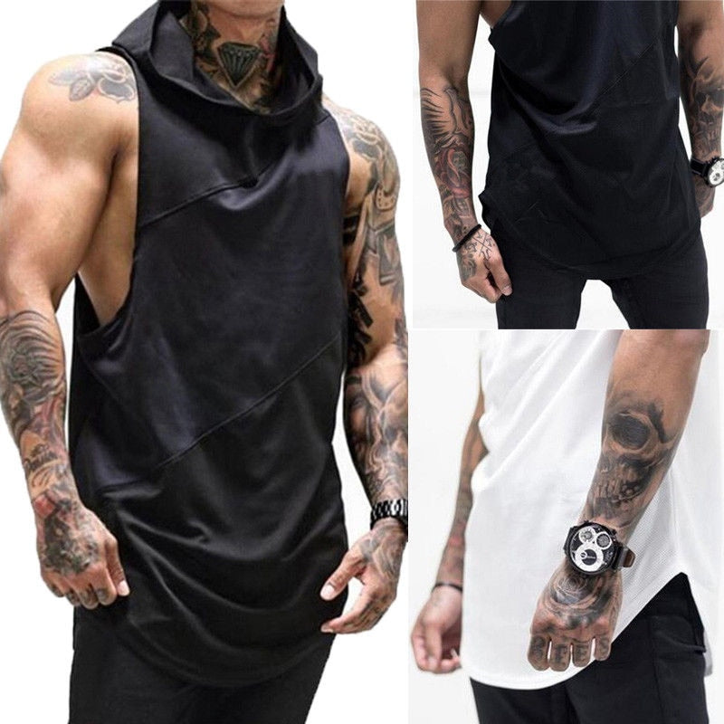 hooded vest mens gym