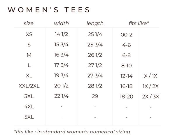 Size Guide — Women's Tees