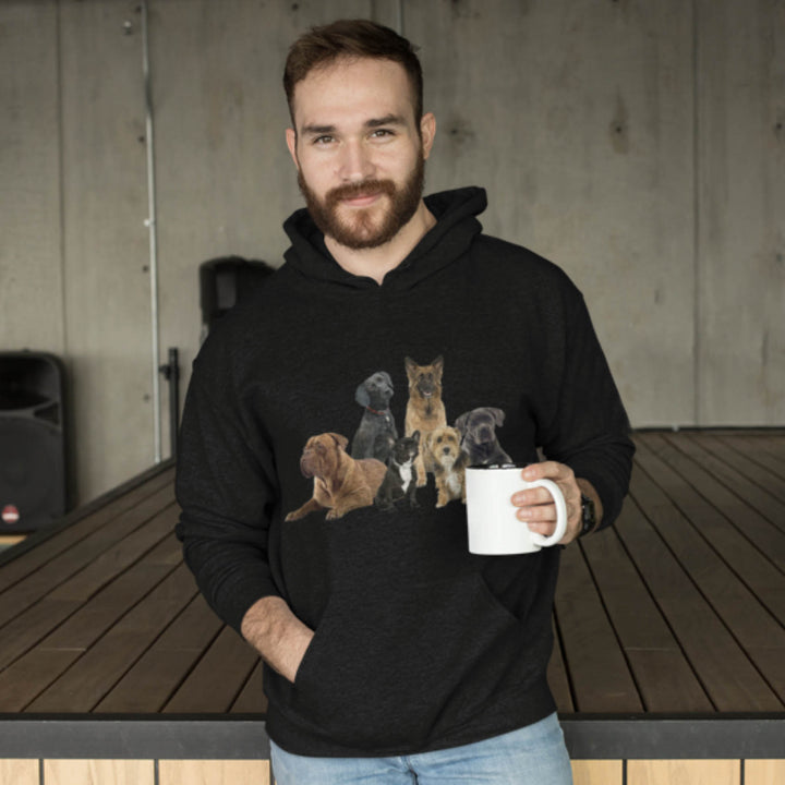 Hondenfamilie Foto Op Warme Hoodie Kleding voor Honden Baasjes Woef Hondenhoek