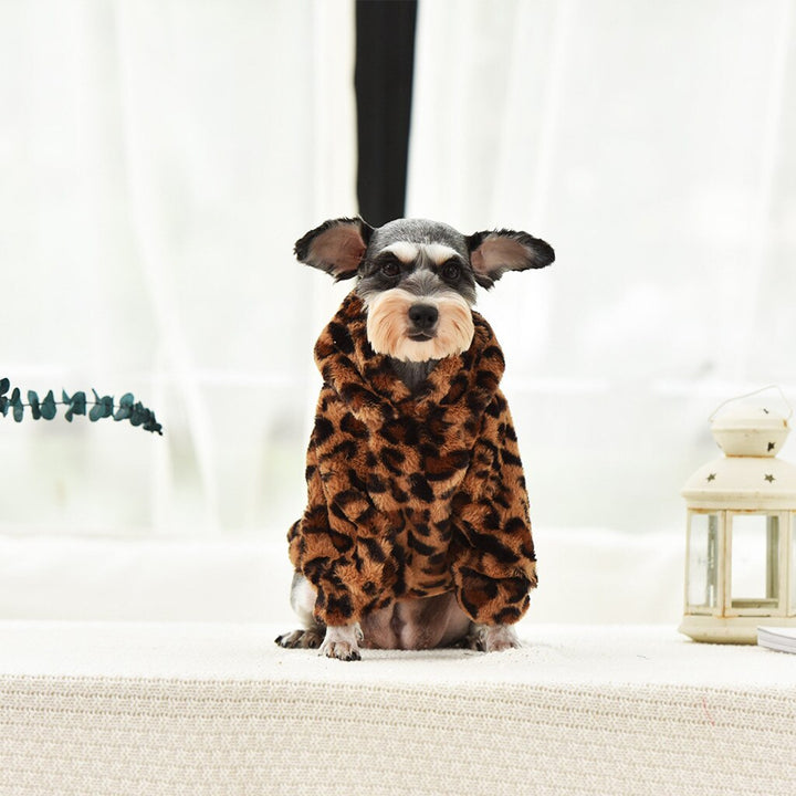 PETZZ Leopard Fleece Warm Sweater - Warm Dog in Winter - Dog Corner Coat
