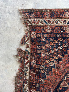 Zhina, antique Persian Shiraz, 6’10 x 9’1