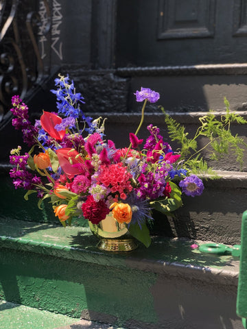 rainbow garden flower arrangement