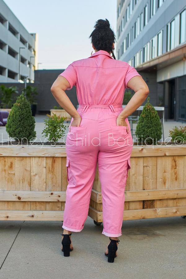 denim jumpsuit pink boutique