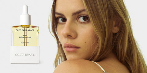 How to use face oil with makeup. Image of Tasmin Meyer Ersahin and Costa Brazil's Kaya Anti-Aging Face Oil.