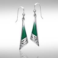 Silver Filigree Earrings with Gem Inlay JE198 – Peter Stone Jewelry