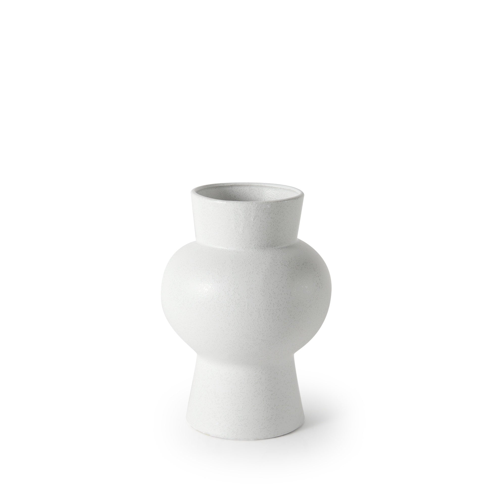11-Inch White Ceramic Abstract Cylinder Table Vase