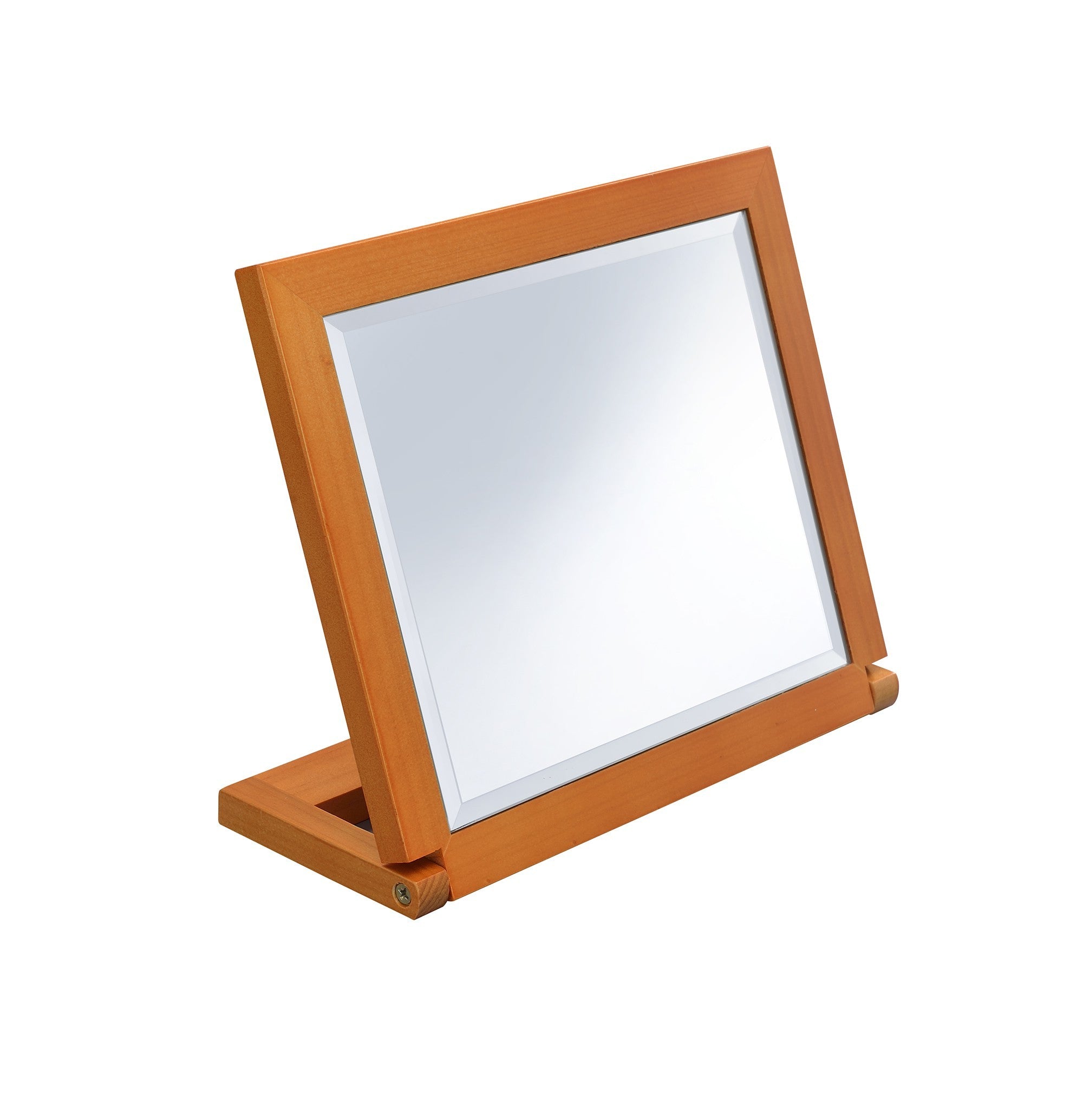 Freestanding 8-inch Makeup and Shaving Tabletop Mirror with a Brown Wood Frame