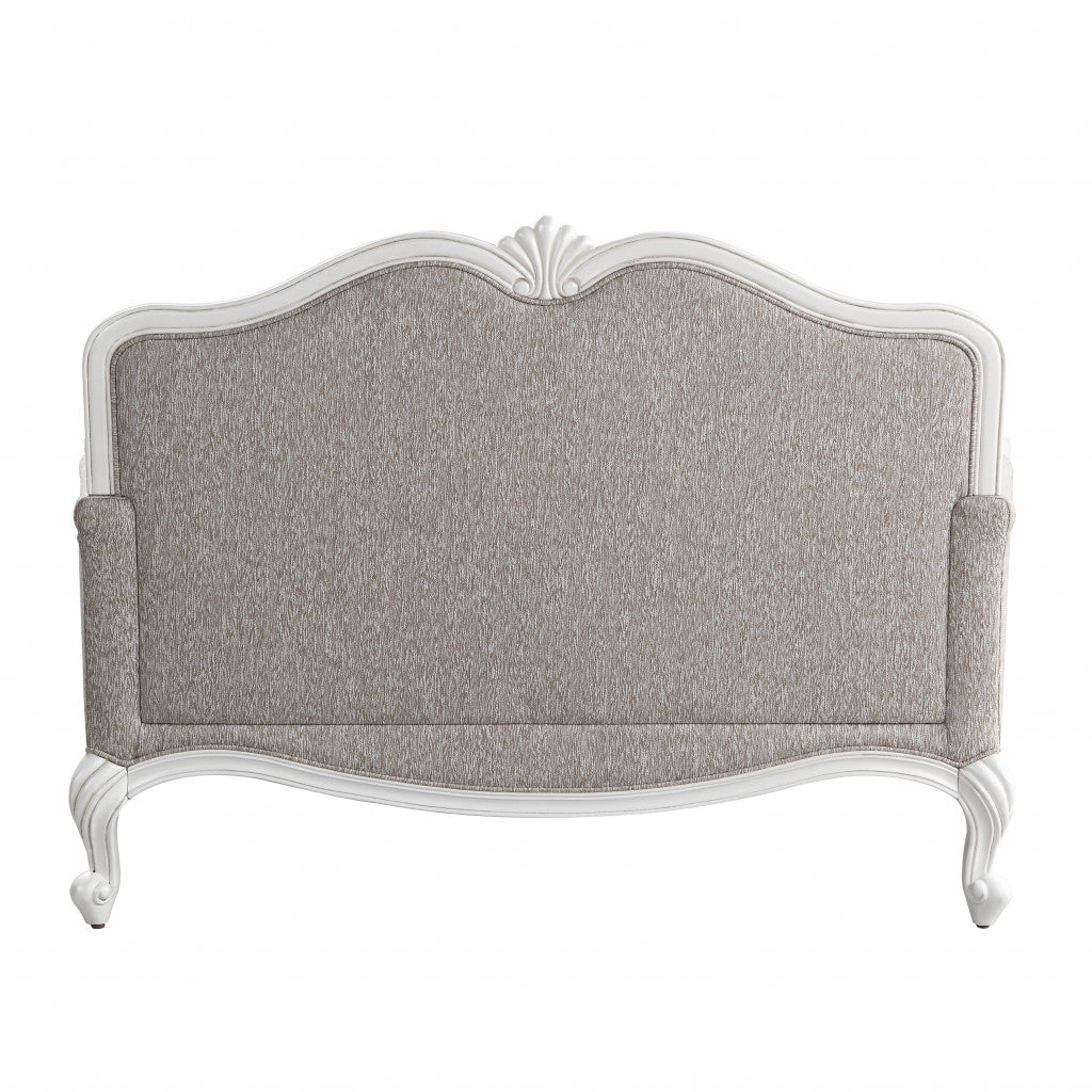 100% Linen and White 64-inch Beige Love Seat