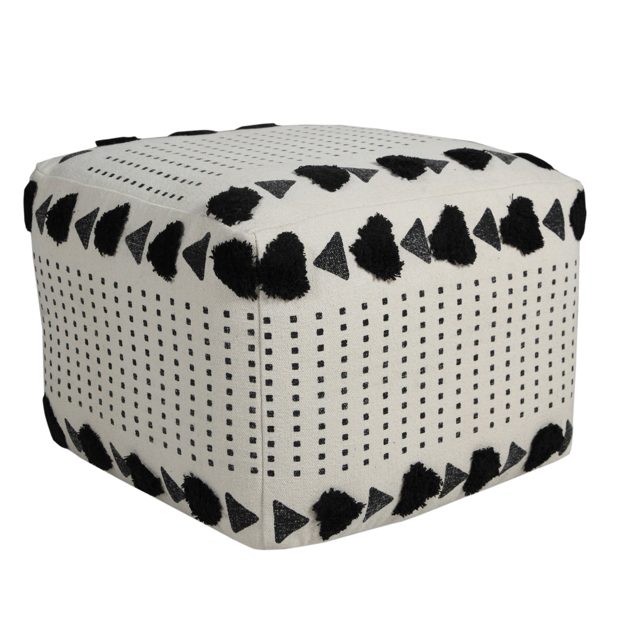 100% Cotton Ottoman in White with an 18-Inch Size