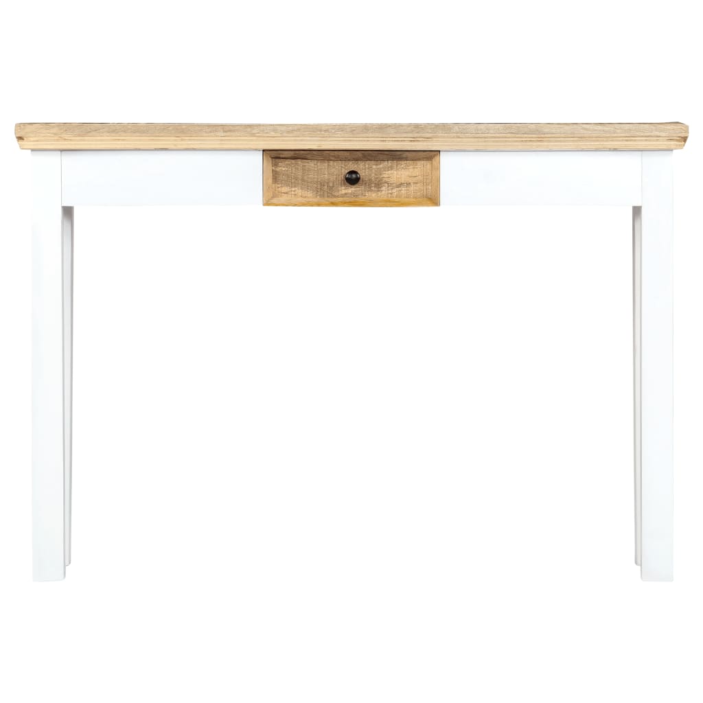 Console Table White and Brown 43.3"x13.7"x29.5" Solid Mango Wood
