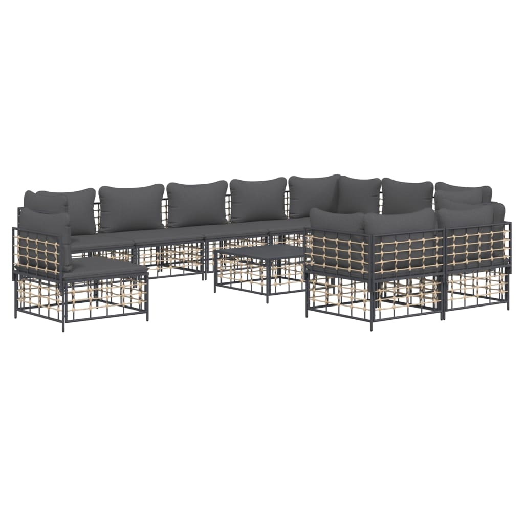 11 - Piece Poly Rattan Sectional Sofa Patio Furniture Set with Cushions