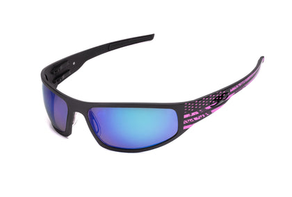 Icicles Eyewear Baby Bagger Black Motorcycle Sunglasses (Smooth) No - Single / Transition Mirror - Orange / No