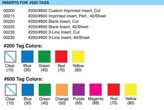 Lucky Line 200 and 600 Series Tag Template Grid