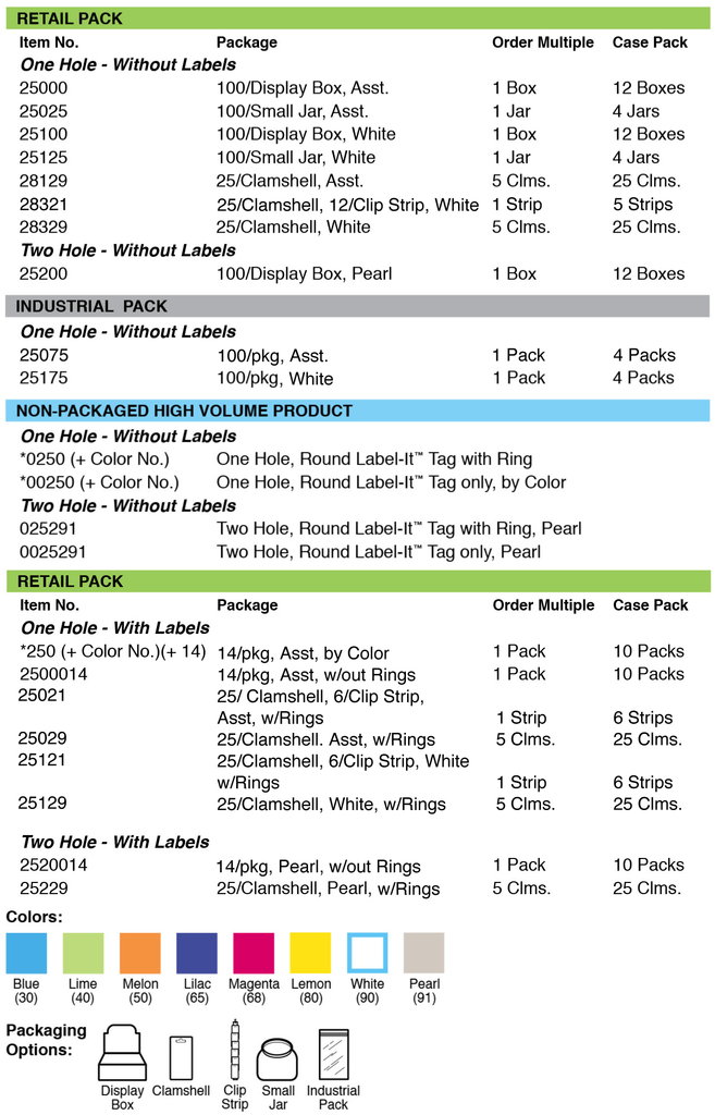 Lucky Line Round Label-It Plastic Tags Grid