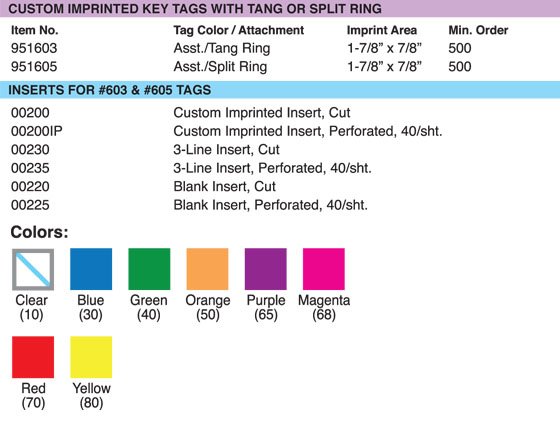 Key Tag with Flap, w/Tang or Split Ring, Custom