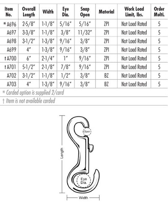 Lucky Line Bolt Snap, Open Eye grid