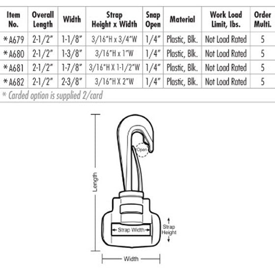 Lucky Line Plastic Utility Hooks, Swivel Strap Eye grid