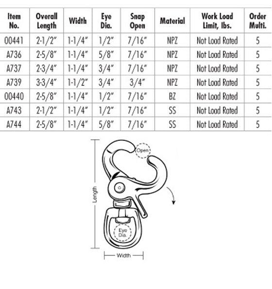 Lucky Line Trigger Snaps, Swivel Eye grid