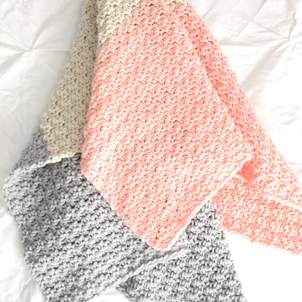 pink and grey baby blanket