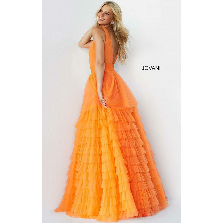 Jovani Orange Tulle Layered Skirt Prom Ballgown 07264 Norasbridalboutiqueny 8817