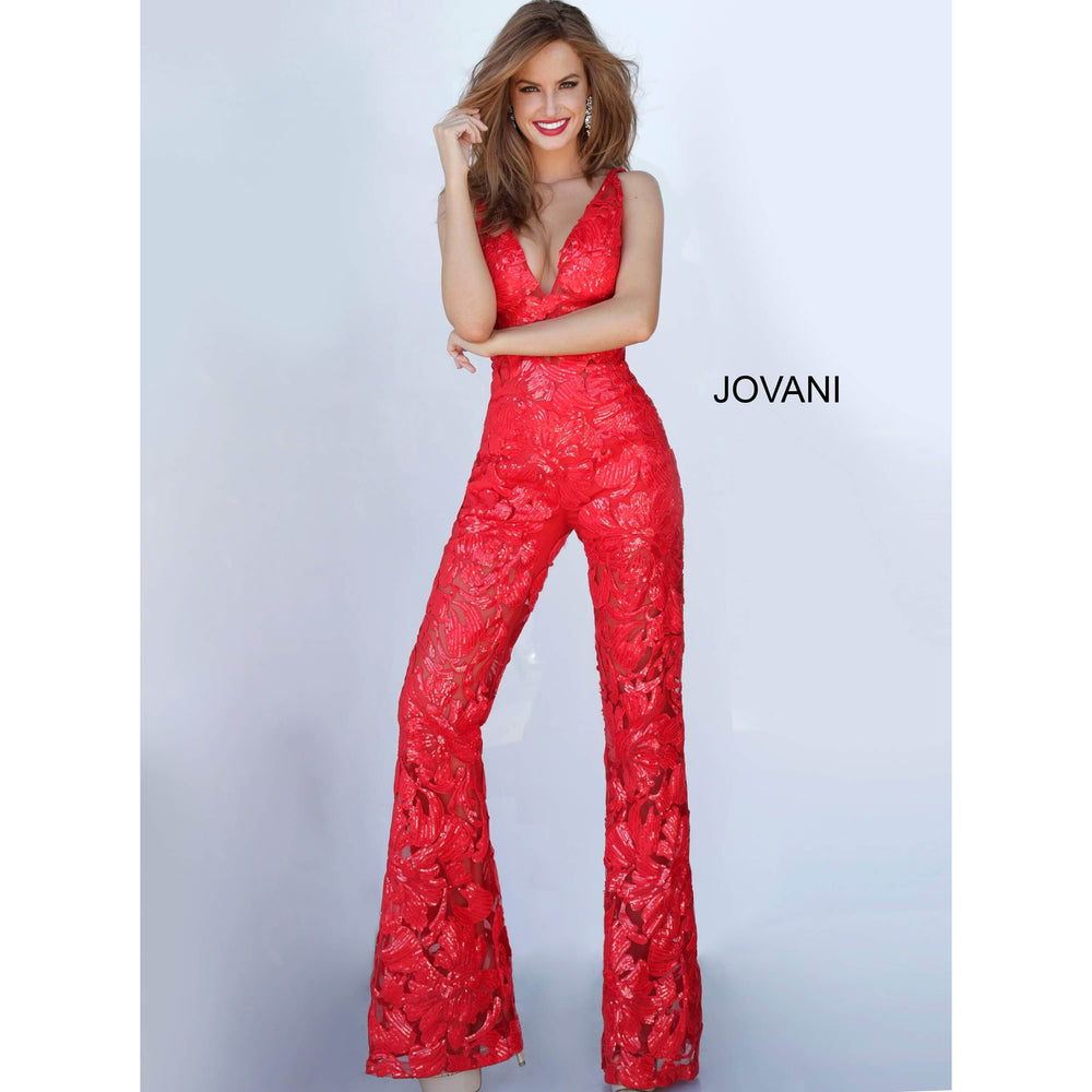 jovani red jumpsuit