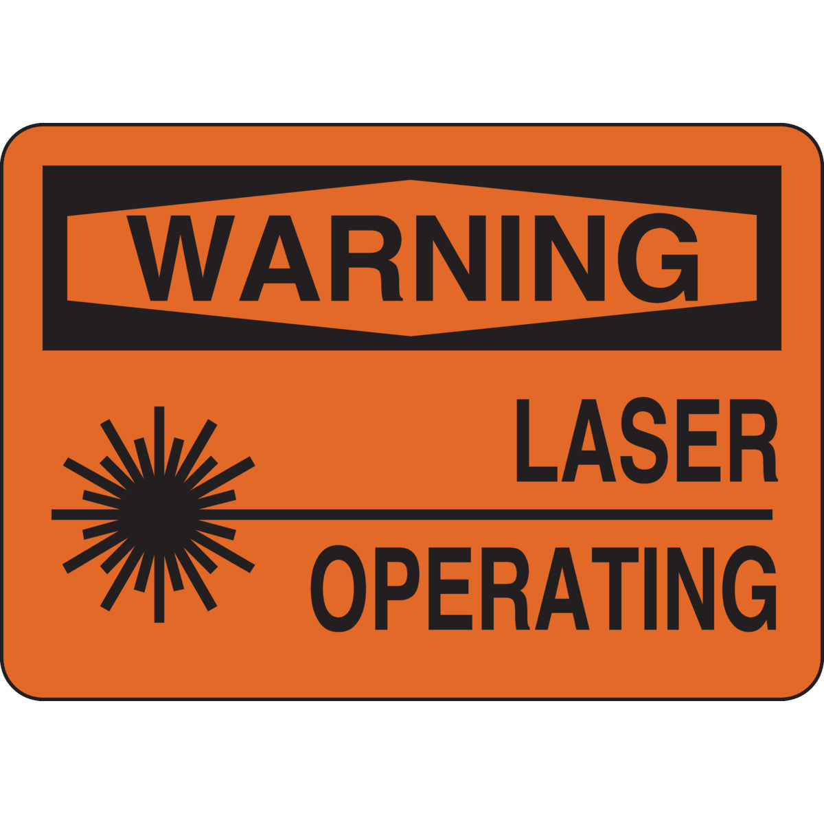 B555 7X10 BLK/ORG WARNING LASER