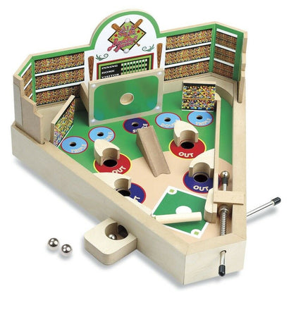 Classic Wooden Tabletop Pinball Machine - Wood Baseball Game