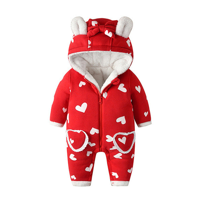 gebaar Recyclen Circus Cute Baby Girl Hearts Plush Winter Jumpsuit – Liam's Baby Closet