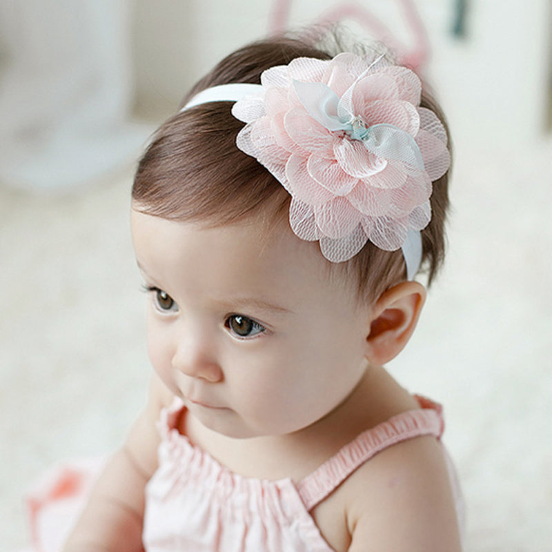 baby girl white flower headband