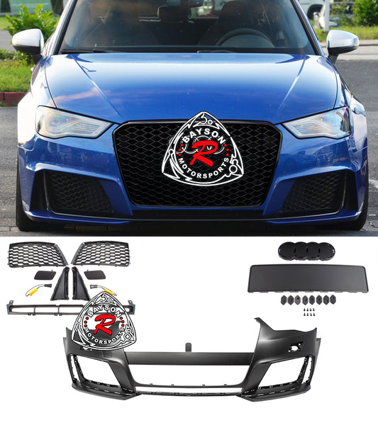 Fydun 1 Pair Glossy Black Front Bumper Light Grille Mesh Grill Trim Left  Right for RS3 Style for A3 S3