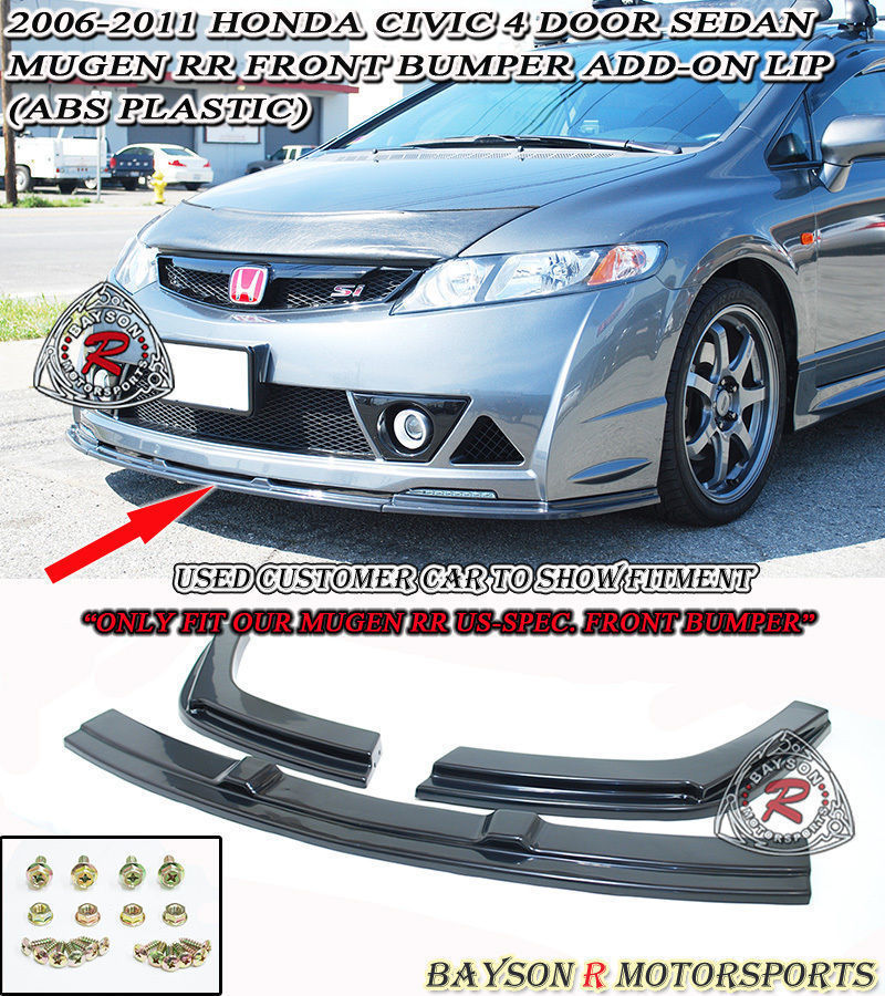 MURR Style Add-On Front Lip For 2006-2011 Honda Civic 4Dr (USDM) - Bayson R Motorsports