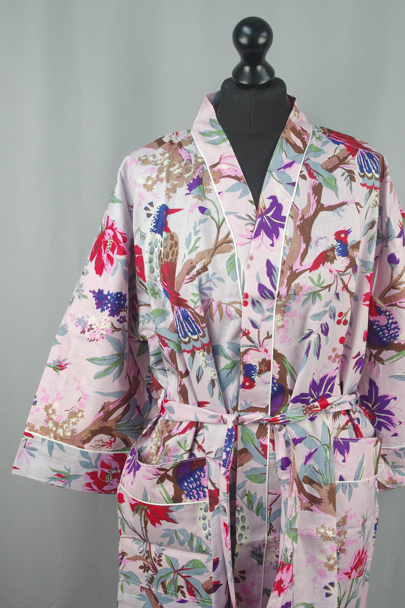 Japanese Yukata Kimono Robe Long Cotton Dressing Gown Womens Coral Floral  Ikat Size M - Etsy